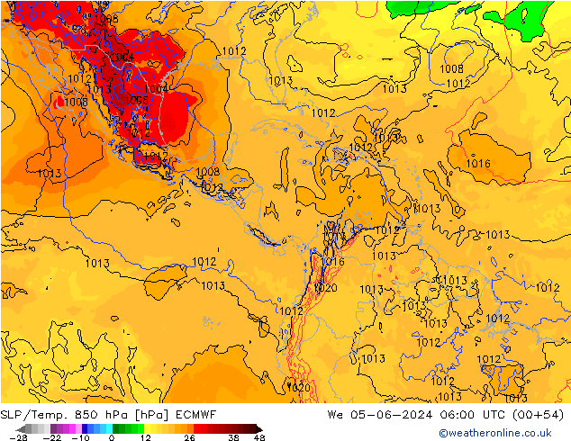 SLP/Temp. 850 hPa ECMWF We 05.06.2024 06 UTC