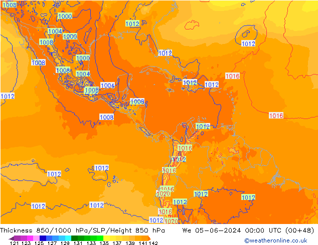 Thck 850-1000 hPa ECMWF mer 05.06.2024 00 UTC