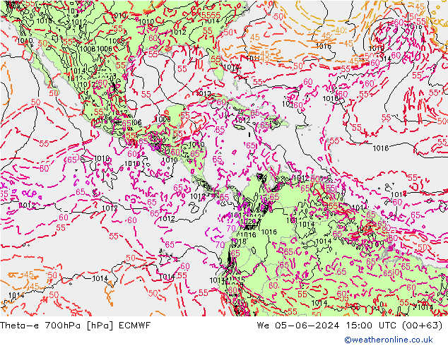 Theta-e 700hPa ECMWF St 05.06.2024 15 UTC