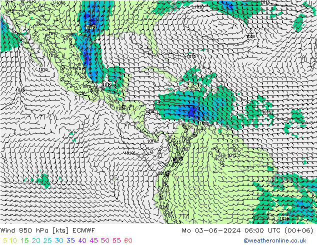 Wind 950 hPa ECMWF Mo 03.06.2024 06 UTC