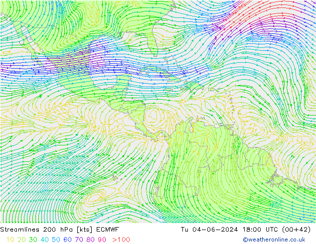 ветер 200 гПа ECMWF вт 04.06.2024 18 UTC