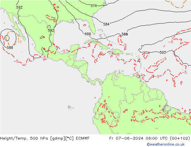 Height/Temp. 500 гПа ECMWF пт 07.06.2024 06 UTC