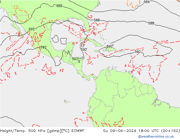 Z500/Regen(+SLP)/Z850 ECMWF zo 09.06.2024 18 UTC