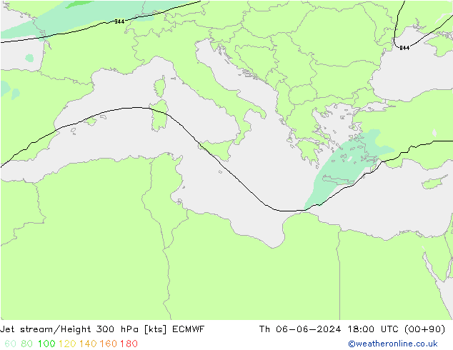 Jet stream/Height 300 hPa ECMWF Th 06.06.2024 18 UTC