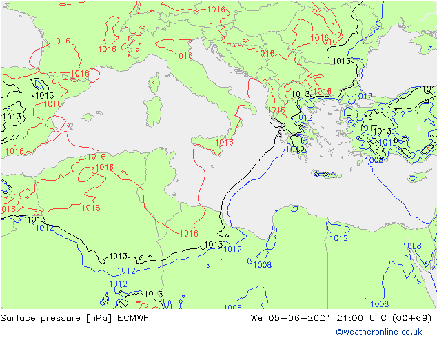 Atmosférický tlak ECMWF St 05.06.2024 21 UTC