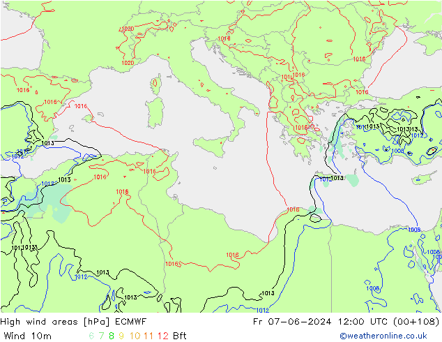 Izotacha ECMWF pt. 07.06.2024 12 UTC
