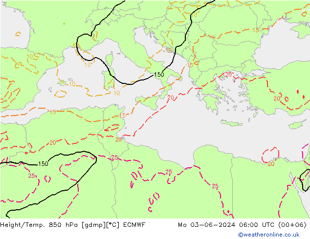 Z500/Rain (+SLP)/Z850 ECMWF  03.06.2024 06 UTC