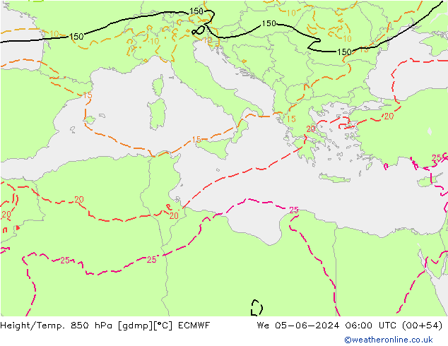 Z500/Regen(+SLP)/Z850 ECMWF wo 05.06.2024 06 UTC