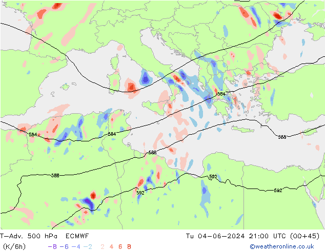 T-Adv. 500 hPa ECMWF Ter 04.06.2024 21 UTC