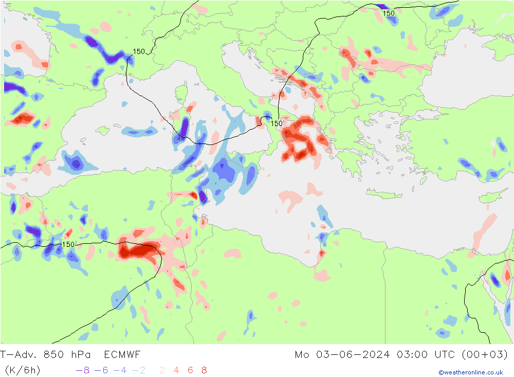 T-Adv. 850 hPa ECMWF Po 03.06.2024 03 UTC