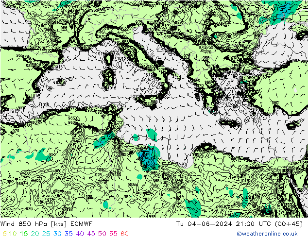 Vent 850 hPa ECMWF mar 04.06.2024 21 UTC