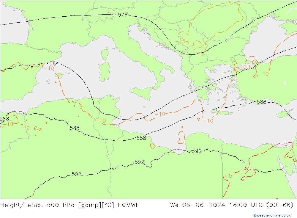 Z500/Regen(+SLP)/Z850 ECMWF wo 05.06.2024 18 UTC