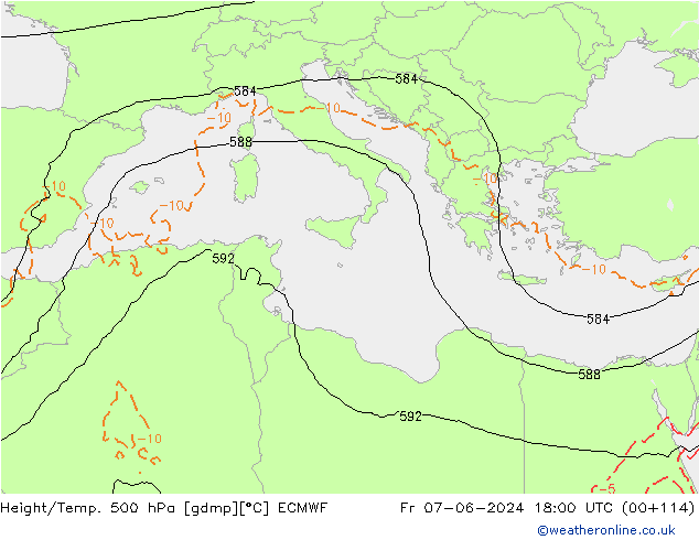 Z500/Yağmur (+YB)/Z850 ECMWF Cu 07.06.2024 18 UTC