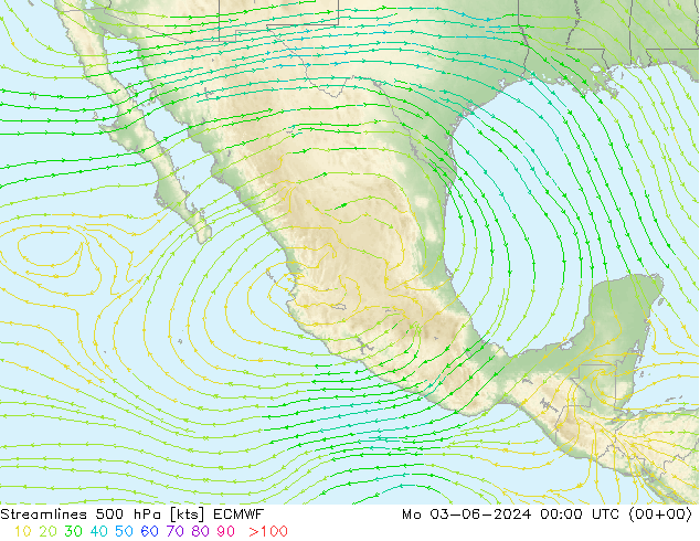 Rüzgar 500 hPa ECMWF Pzt 03.06.2024 00 UTC