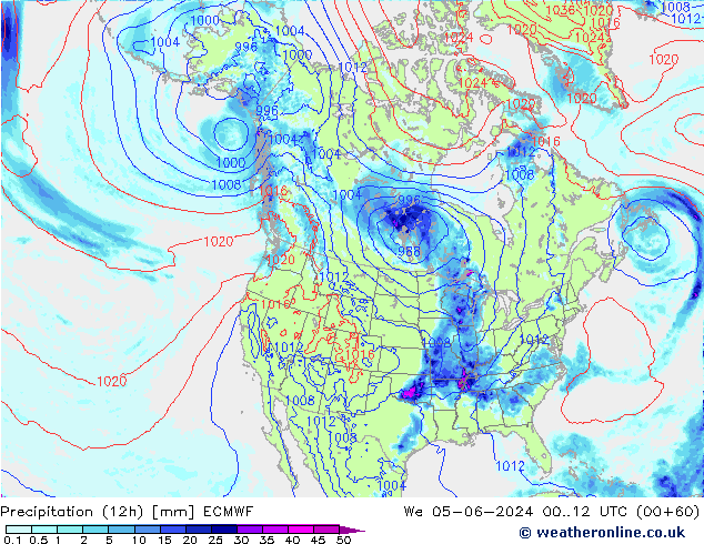 Precipitation (12h) ECMWF St 05.06.2024 12 UTC