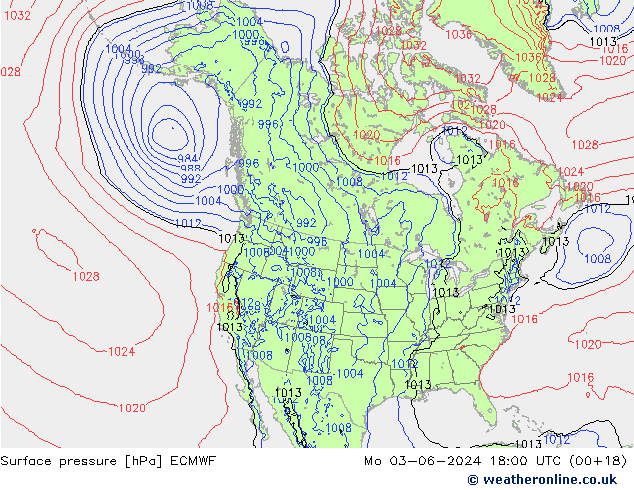 приземное давление ECMWF пн 03.06.2024 18 UTC