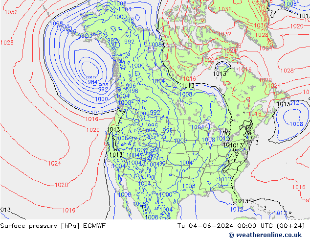 Bodendruck ECMWF Di 04.06.2024 00 UTC