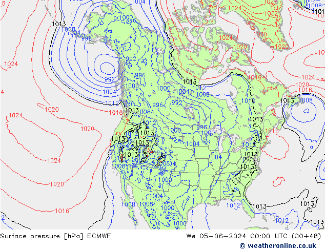 Bodendruck ECMWF Mi 05.06.2024 00 UTC