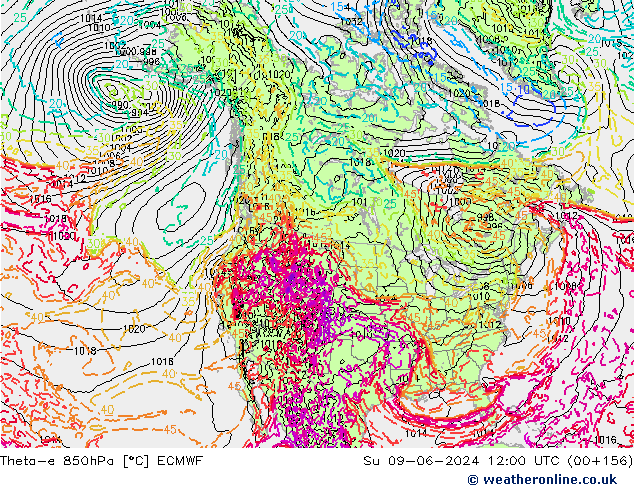 Theta-e 850hPa ECMWF Su 09.06.2024 12 UTC