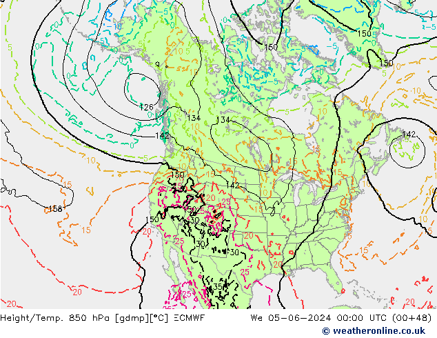 Z500/Rain (+SLP)/Z850 ECMWF St 05.06.2024 00 UTC