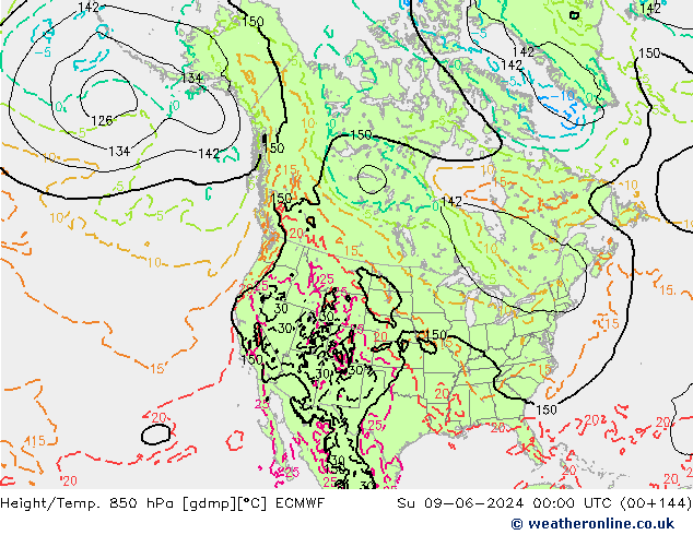 Height/Temp. 850 hPa ECMWF  09.06.2024 00 UTC