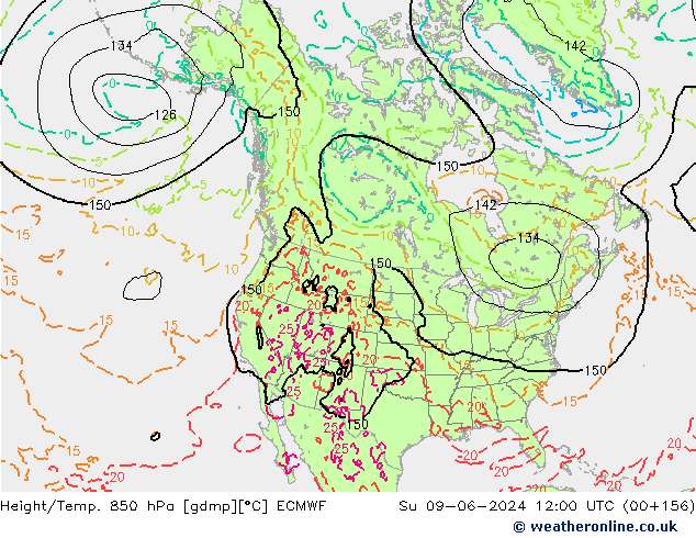 Z500/Rain (+SLP)/Z850 ECMWF Su 09.06.2024 12 UTC