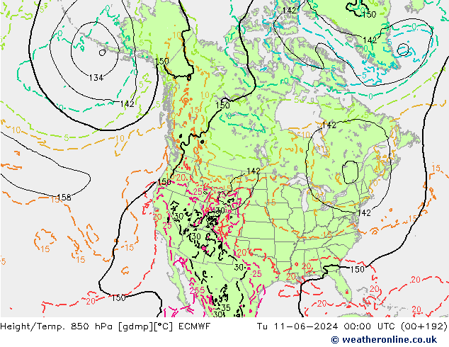 Height/Temp. 850 hPa ECMWF  11.06.2024 00 UTC