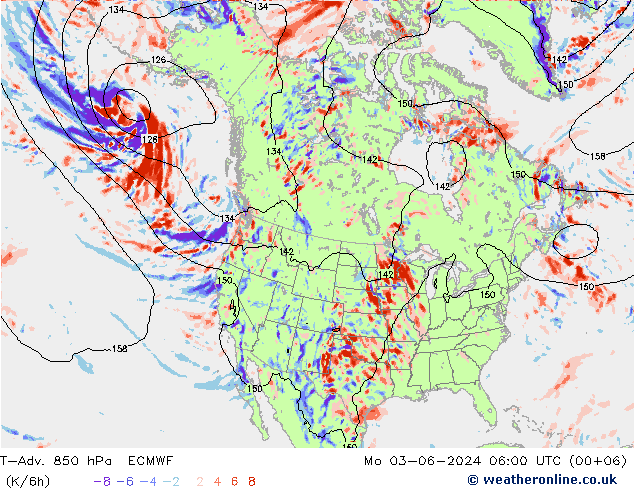 T-Adv. 850 hPa ECMWF Mo 03.06.2024 06 UTC