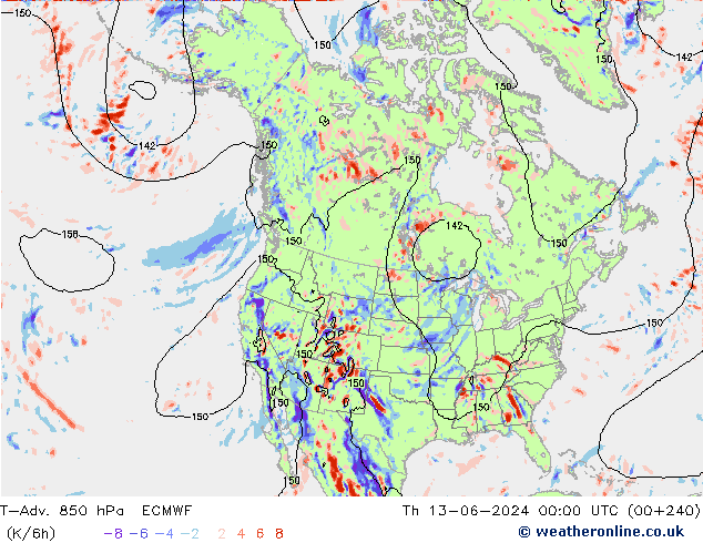 T-Adv. 850 hPa ECMWF Per 13.06.2024 00 UTC