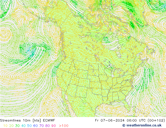 ветер 10m ECMWF пт 07.06.2024 06 UTC