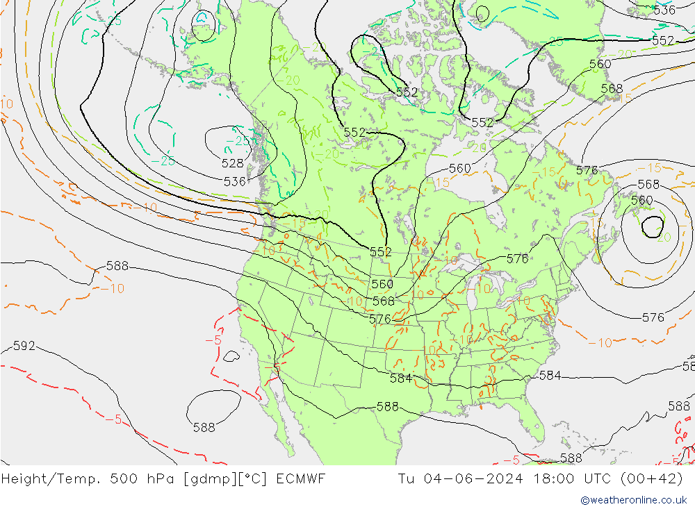 Z500/Rain (+SLP)/Z850 ECMWF Tu 04.06.2024 18 UTC