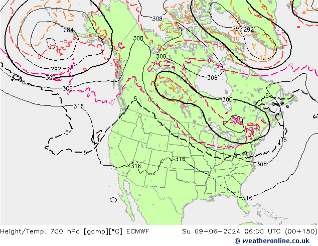 Height/Temp. 700 hPa ECMWF Dom 09.06.2024 06 UTC