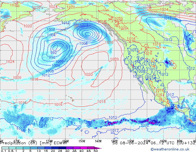 Z500/Yağmur (+YB)/Z850 ECMWF Cts 08.06.2024 12 UTC