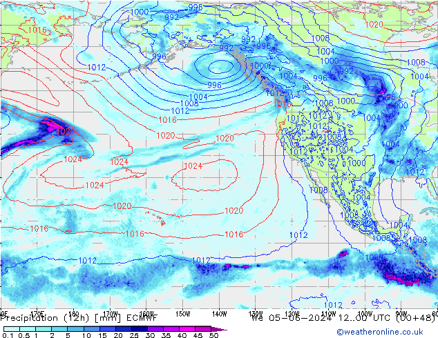 Totale neerslag (12h) ECMWF wo 05.06.2024 00 UTC