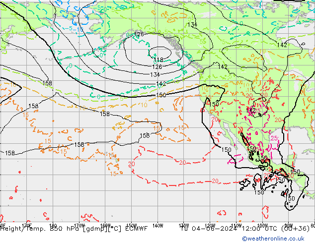 Z500/Regen(+SLP)/Z850 ECMWF di 04.06.2024 12 UTC