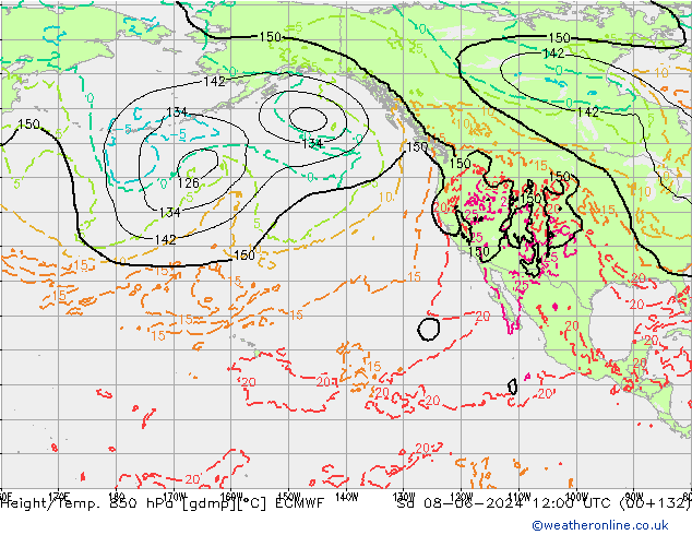 Z500/Yağmur (+YB)/Z850 ECMWF Cts 08.06.2024 12 UTC