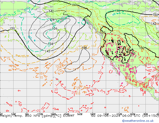 Z500/Rain (+SLP)/Z850 ECMWF dom 09.06.2024 06 UTC