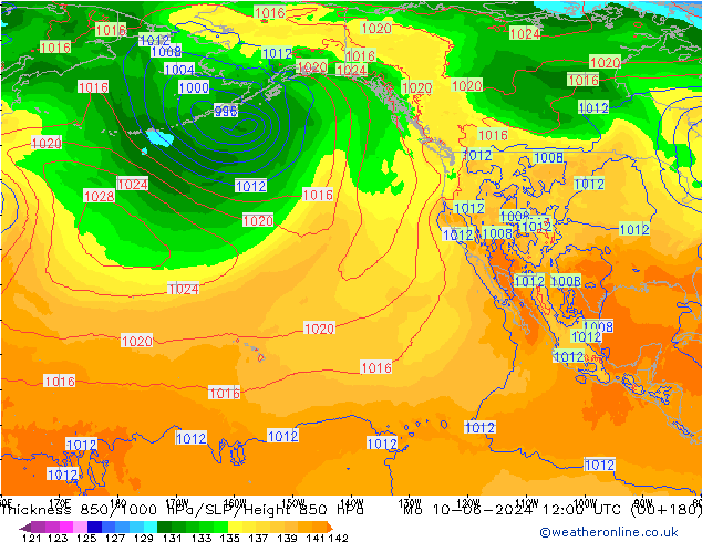 Thck 850-1000 hPa ECMWF lun 10.06.2024 12 UTC