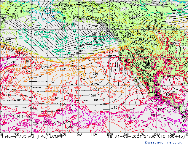 Theta-e 700hPa ECMWF di 04.06.2024 21 UTC