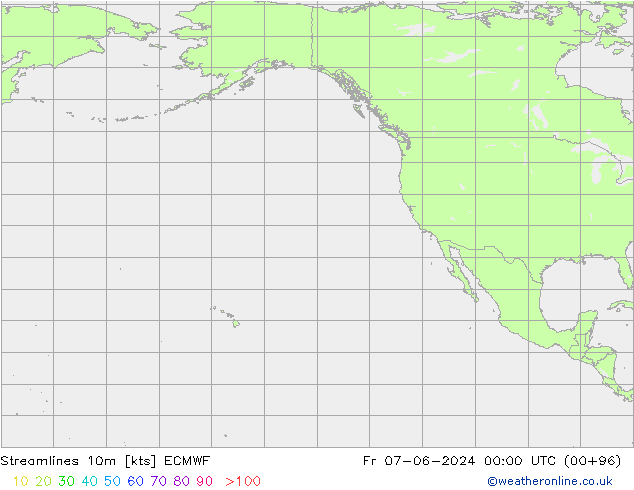 Linia prądu 10m ECMWF pt. 07.06.2024 00 UTC