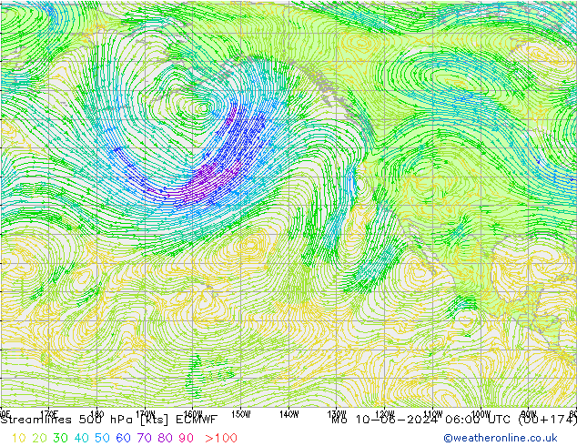 Stroomlijn 500 hPa ECMWF ma 10.06.2024 06 UTC