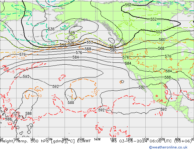 Z500/Rain (+SLP)/Z850 ECMWF Mo 03.06.2024 06 UTC