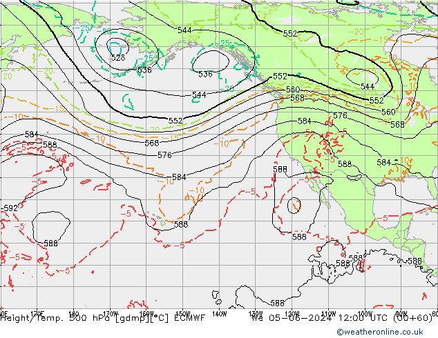 Z500/Rain (+SLP)/Z850 ECMWF mer 05.06.2024 12 UTC