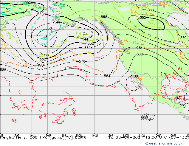 Z500/Yağmur (+YB)/Z850 ECMWF Cts 08.06.2024 12 UTC