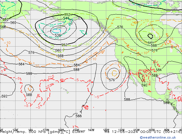 Z500/Rain (+SLP)/Z850 ECMWF ср 12.06.2024 00 UTC