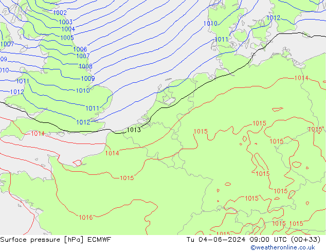 Presión superficial ECMWF mar 04.06.2024 09 UTC