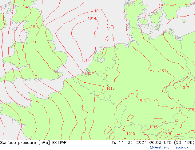 приземное давление ECMWF вт 11.06.2024 06 UTC