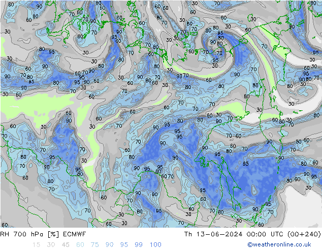 RH 700 hPa ECMWF Do 13.06.2024 00 UTC