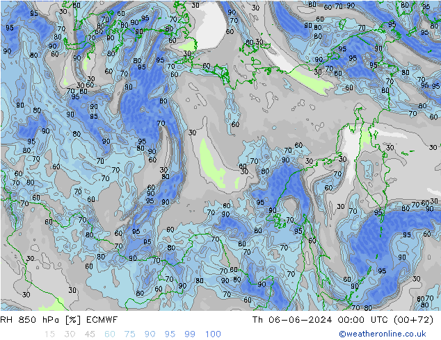 850 hPa Nispi Nem ECMWF Per 06.06.2024 00 UTC