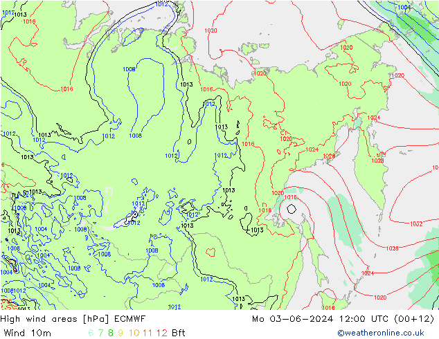 High wind areas ECMWF  03.06.2024 12 UTC